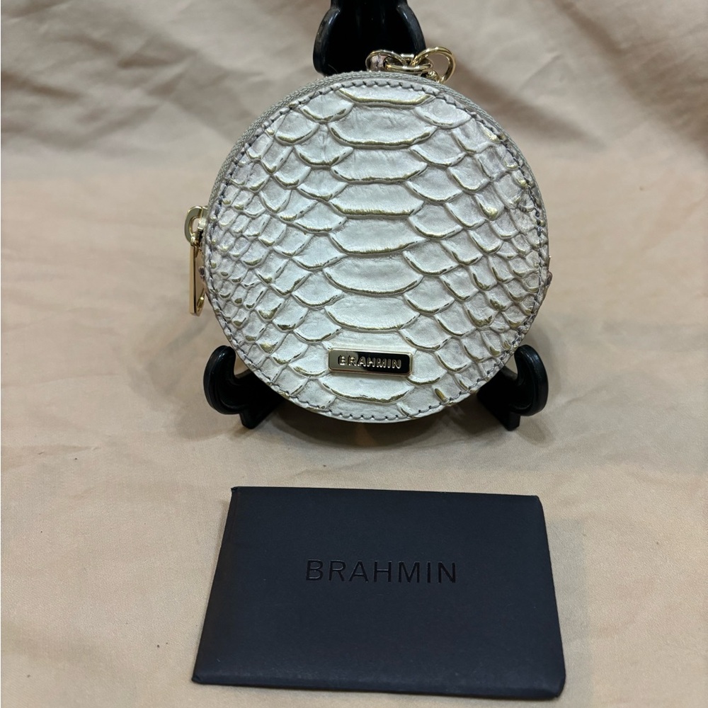 Brahmin Cream Textured Coin Purse